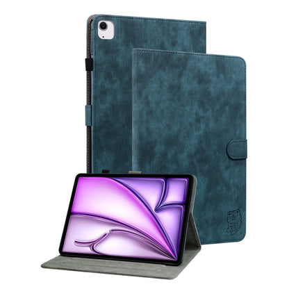 For iPad Air 13 2024 Embossed Tiger Pattern Leather Tablet Case(Dark Blue) - iPad Air 13 2024 Cases by PMC Jewellery | Online Shopping South Africa | PMC Jewellery | Buy Now Pay Later Mobicred