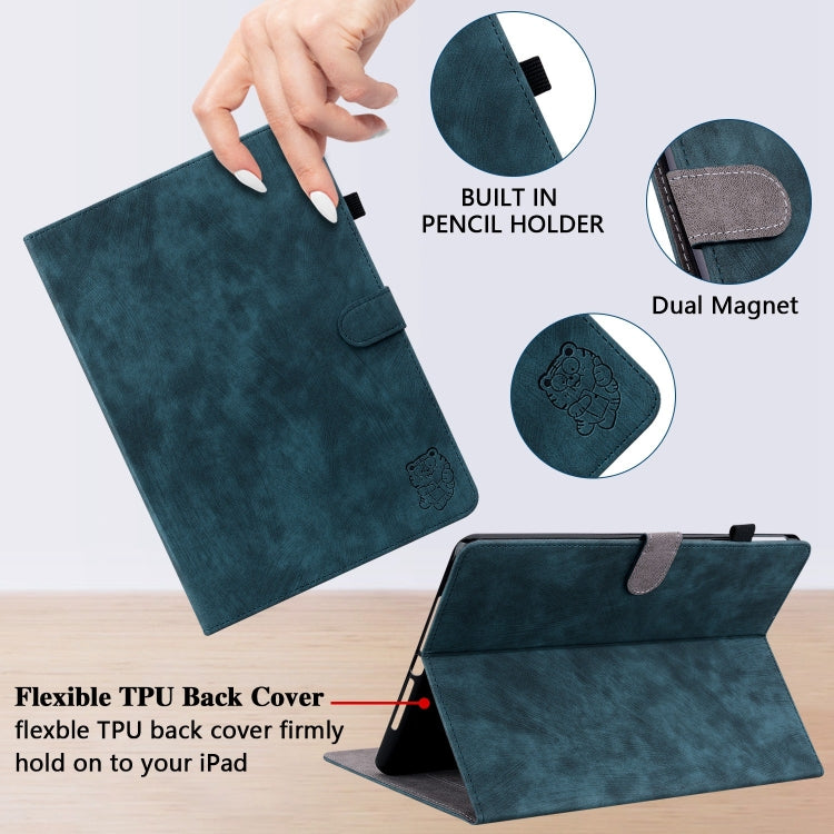 For iPad Air 13 2025 / 2024 Embossed Tiger Pattern Leather Tablet Case(Dark Blue) - iPad Air 13 2025 / 2024 Cases by PMC TechLife | Online Shopping South Africa | PMC TechLife | Buy Now Pay Later Mobicred
