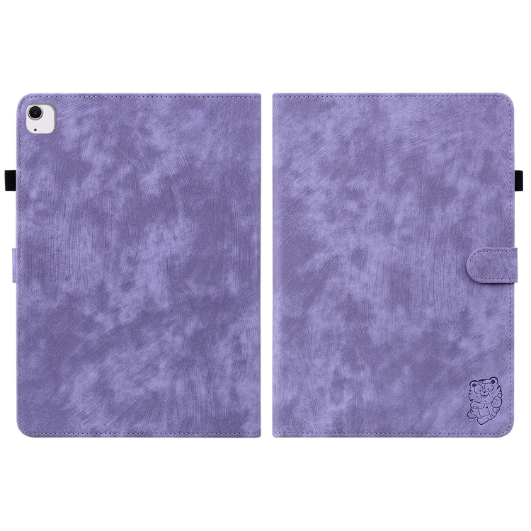 For iPad Air 11 2025 / 2024 Embossed Tiger Pattern Leather Tablet Case(Purple) - iPad Air 11 2025 / 2024 Cases by PMC TechLife | Online Shopping South Africa | PMC TechLife | Buy Now Pay Later Mobicred
