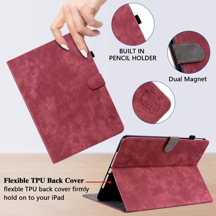 For iPad Air 11 2025 / 2024 Embossed Tiger Pattern Leather Tablet Case(Red) - iPad Air 11 2025 / 2024 Cases by PMC TechLife | Online Shopping South Africa | PMC TechLife | Buy Now Pay Later Mobicred