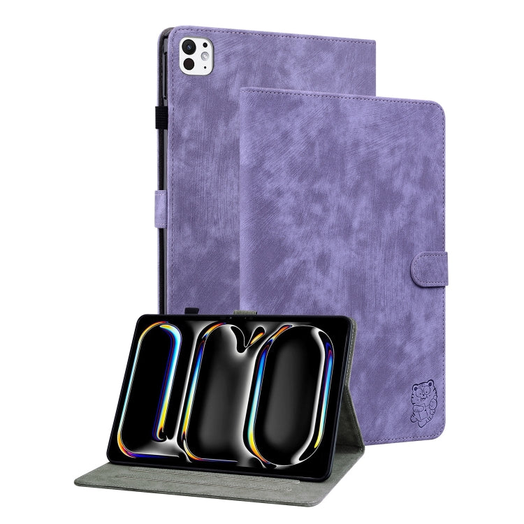 For iPad Pro 11 2024 Embossed Tiger Pattern Leather Tablet Case(Purple) - iPad Pro 11 2024 Cases by PMC TechLife | Online Shopping South Africa | PMC TechLife | Buy Now Pay Later Mobicred
