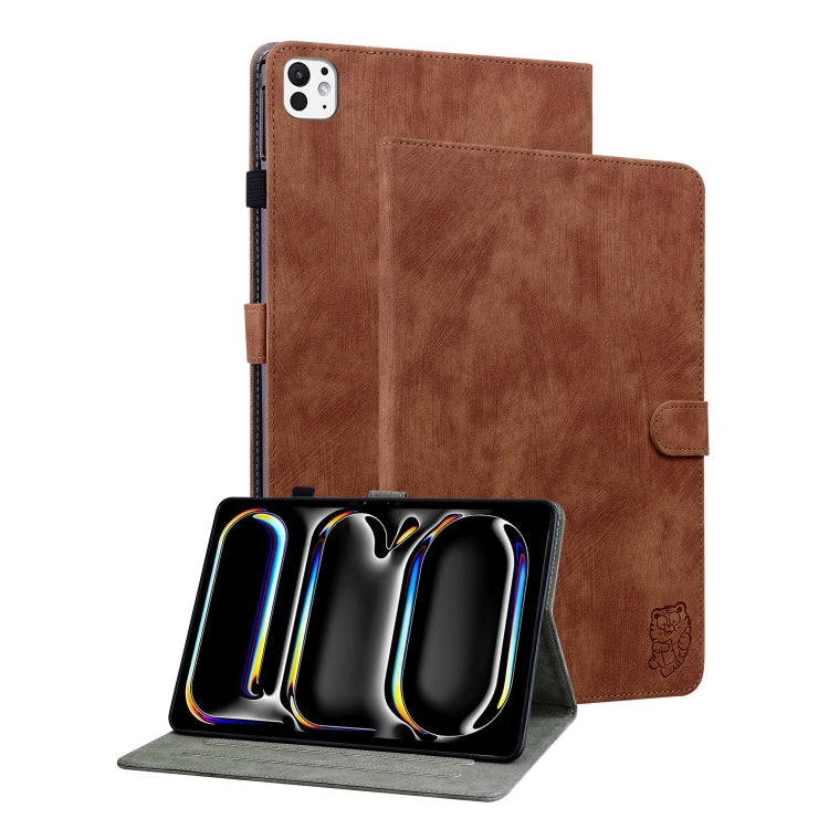 For iPad Pro 11 2024 Embossed Tiger Pattern Leather Tablet Case(Brown) - iPad Pro 11 2024 Cases by PMC TechLife | Online Shopping South Africa | PMC TechLife | Buy Now Pay Later Mobicred