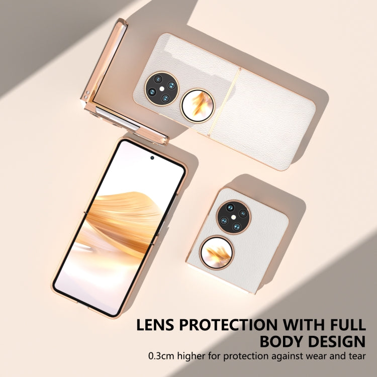 For Huawei Pocket 2 Nano Plating Genuine Leather Wave Series Phone Case(Grey) - Huawei Cases by PMC TechLife | Online Shopping South Africa | PMC TechLife | Buy Now Pay Later Mobicred