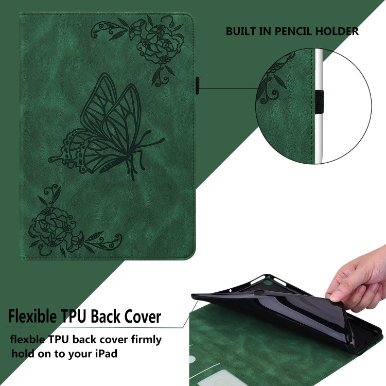 For iPad Air 11 2024 Butterfly Flower Embossed Leather Tablet Case(Green) - iPad Air 11 2024 Cases by PMC TechLife | Online Shopping South Africa | PMC TechLife | Buy Now Pay Later Mobicred