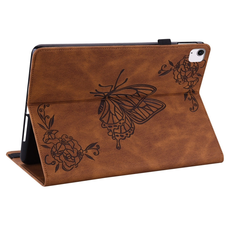For iPad Air 11 2024 Butterfly Flower Embossed Leather Tablet Case(Brown) - iPad Air 11 2024 Cases by PMC TechLife | Online Shopping South Africa | PMC TechLife | Buy Now Pay Later Mobicred