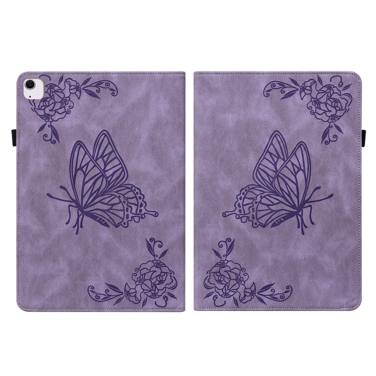 For iPad Air 11 2024 Butterfly Flower Embossed Leather Tablet Case(Purple) - iPad Air 11 2025 / 2024 Cases by PMC TechLife | Online Shopping South Africa | PMC TechLife | Buy Now Pay Later Mobicred