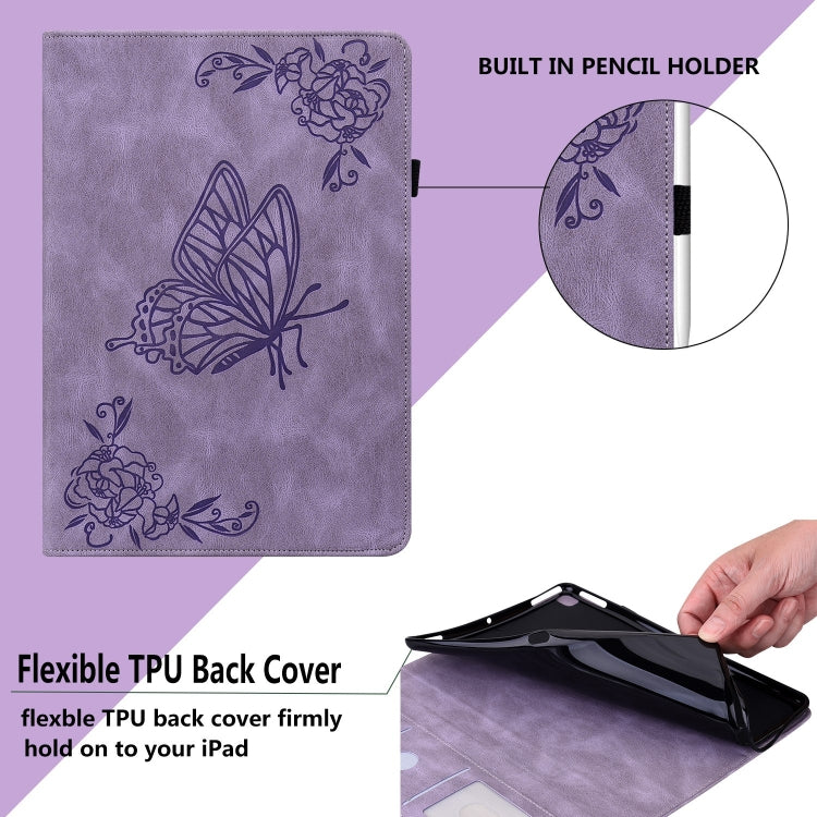 For iPad Air 11 2024 Butterfly Flower Embossed Leather Tablet Case(Purple) - iPad Air 11 2025 / 2024 Cases by PMC TechLife | Online Shopping South Africa | PMC TechLife | Buy Now Pay Later Mobicred