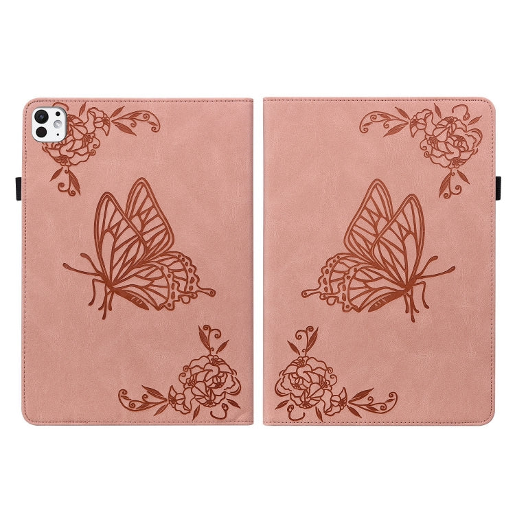 For iPad Pro 11 2024 Butterfly Flower Embossed Leather Tablet Case(Rose Gold) - iPad Pro 11 2024 Cases by PMC TechLife | Online Shopping South Africa | PMC TechLife | Buy Now Pay Later Mobicred