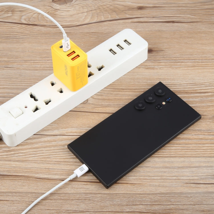 KO-71 120W Dual PD Type-C + Dual QC3.0 USB Multi Ports Charger, Plug:US Plug(Yellow) - USB Charger by PMC Jewellery | Online Shopping South Africa | PMC Jewellery | Buy Now Pay Later Mobicred