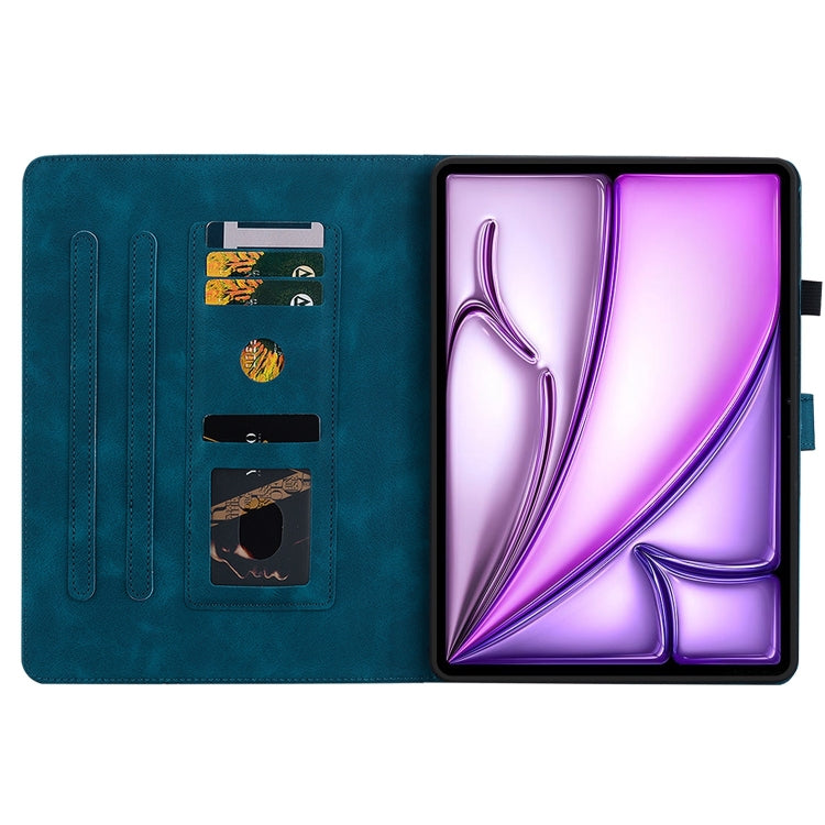 For iPad Air 13 2024 Lily Embossed Leather Smart Tablet Case(Dark Blue) - iPad Air 13 2024 Cases by PMC TechLife | Online Shopping South Africa | PMC TechLife | Buy Now Pay Later Mobicred