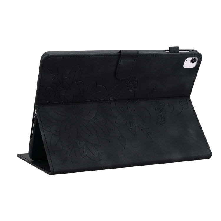 For iPad Air 13 2024 Lily Embossed Leather Smart Tablet Case(Black) - iPad Air 13 2024 Cases by PMC TechLife | Online Shopping South Africa | PMC TechLife | Buy Now Pay Later Mobicred