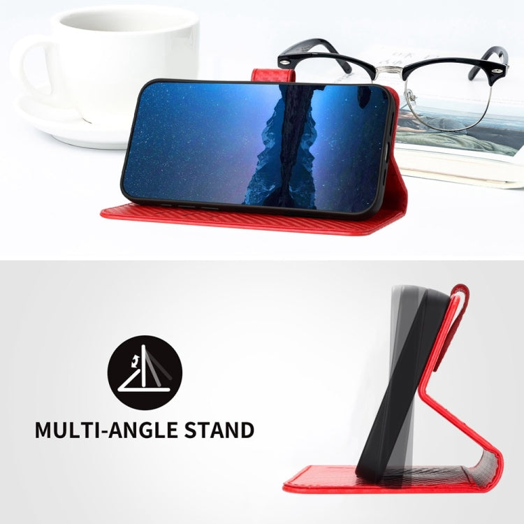 For iPhone 16 Pro Max YX0070 Carbon Fiber Buckle Leather Phone Case with Lanyard(Red) - iPhone 16 Pro Max Cases by PMC TechLife | Online Shopping South Africa | PMC TechLife | Buy Now Pay Later Mobicred