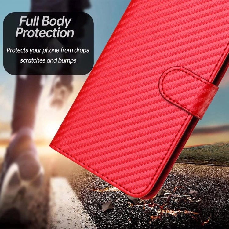 For iPhone 16 Pro Max YX0070 Carbon Fiber Buckle Leather Phone Case with Lanyard(Red) - iPhone 16 Pro Max Cases by PMC TechLife | Online Shopping South Africa | PMC TechLife | Buy Now Pay Later Mobicred