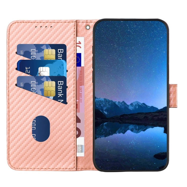 For iPhone 16 Pro YX0070 Carbon Fiber Buckle Leather Phone Case with Lanyard(Pink) - iPhone 16 Pro Cases by PMC TechLife | Online Shopping South Africa | PMC TechLife | Buy Now Pay Later Mobicred