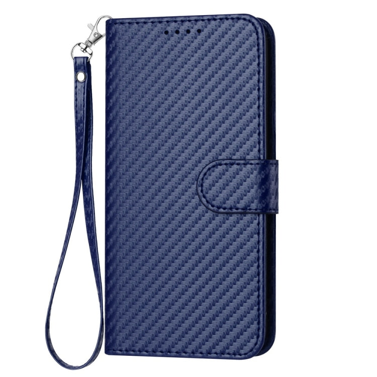 For iPhone 16 YX0070 Carbon Fiber Buckle Leather Phone Case with Lanyard(Royal Blue) - iPhone 16 Cases by PMC Jewellery | Online Shopping South Africa | PMC Jewellery | Buy Now Pay Later Mobicred