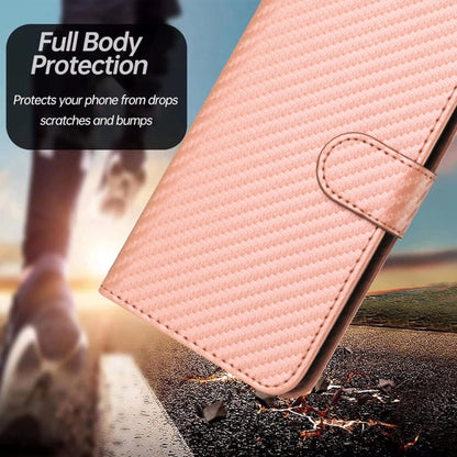 For iPhone 16 YX0070 Carbon Fiber Buckle Leather Phone Case with Lanyard(Pink) - iPhone 16 Cases by PMC Jewellery | Online Shopping South Africa | PMC Jewellery | Buy Now Pay Later Mobicred