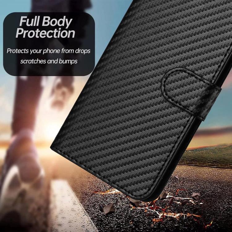 For iPhone 17 Pro Max YX0070 Carbon Fiber Buckle Leather Phone Case with Lanyard(Black) - free shipping - PMc TechLife - Order now!