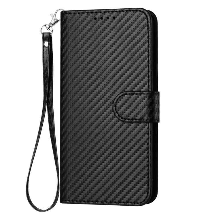 For iPhone 17 Pro YX0070 Carbon Fiber Buckle Leather Phone Case with Lanyard(Black) - free shipping - PMc TechLife - Order now!