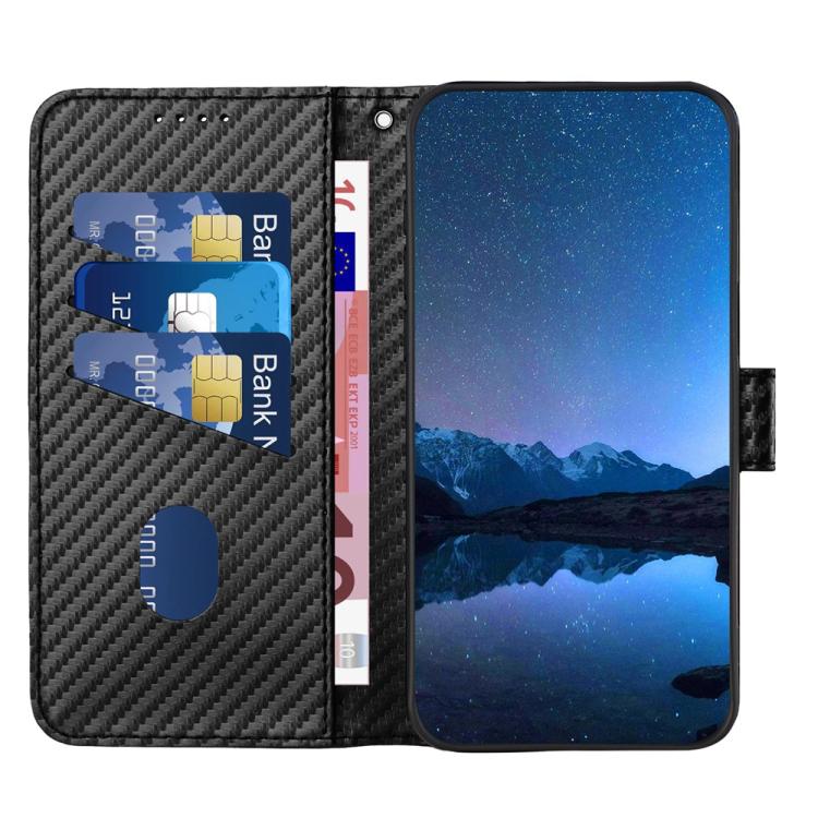 For iPhone 17 Pro YX0070 Carbon Fiber Buckle Leather Phone Case with Lanyard(Black) - free shipping - PMc TechLife - Order now!