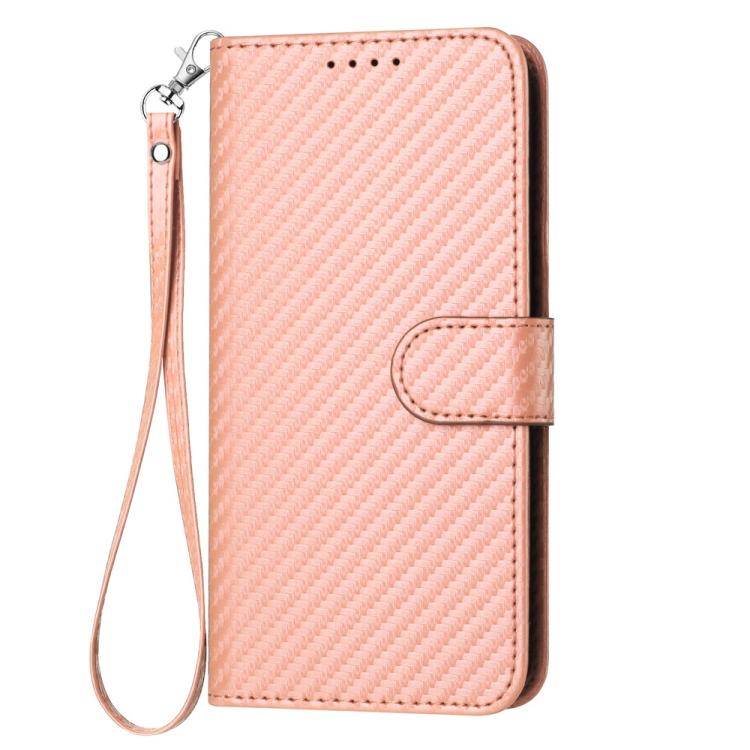 For iPhone 17 Pro YX0070 Carbon Fiber Buckle Leather Phone Case with Lanyard(Pink) - free shipping - PMc TechLife - Order now!