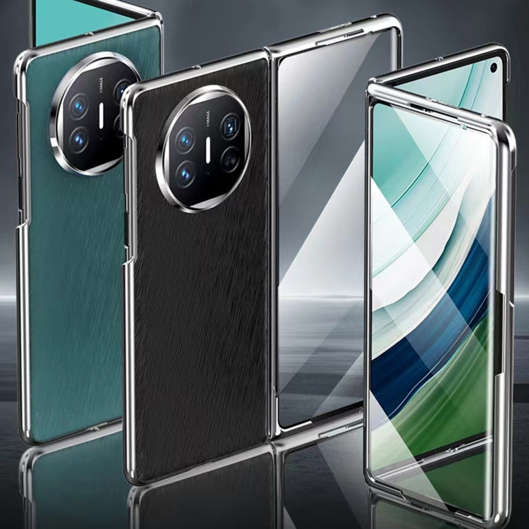 For Huawei Mate X3 Integrated Plating PC Leather Texture Full Coverage Fold Shockproof Phone Case(White) - Huawei Cases by PMC TechLife | Online Shopping South Africa | PMC TechLife | Buy Now Pay Later Mobicred