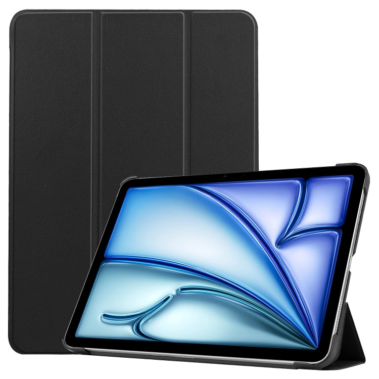 For iPad Air 13 2024 Custer Pure Color 3-Fold Holder Smart Leather Tablet Case(Black) - iPad Air 13 2024 Cases by PMC TechLife | Online Shopping South Africa | PMC TechLife | Buy Now Pay Later Mobicred