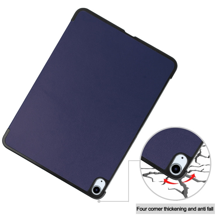 For iPad Air 13 2024 / 2025 Custer Pure Color 3-Fold Holder Smart Leather Tablet Case(Dark Blue) - iPad Air 13 2025 / 2024 Cases by PMC TechLife | Online Shopping South Africa | PMC TechLife | Buy Now Pay Later Mobicred