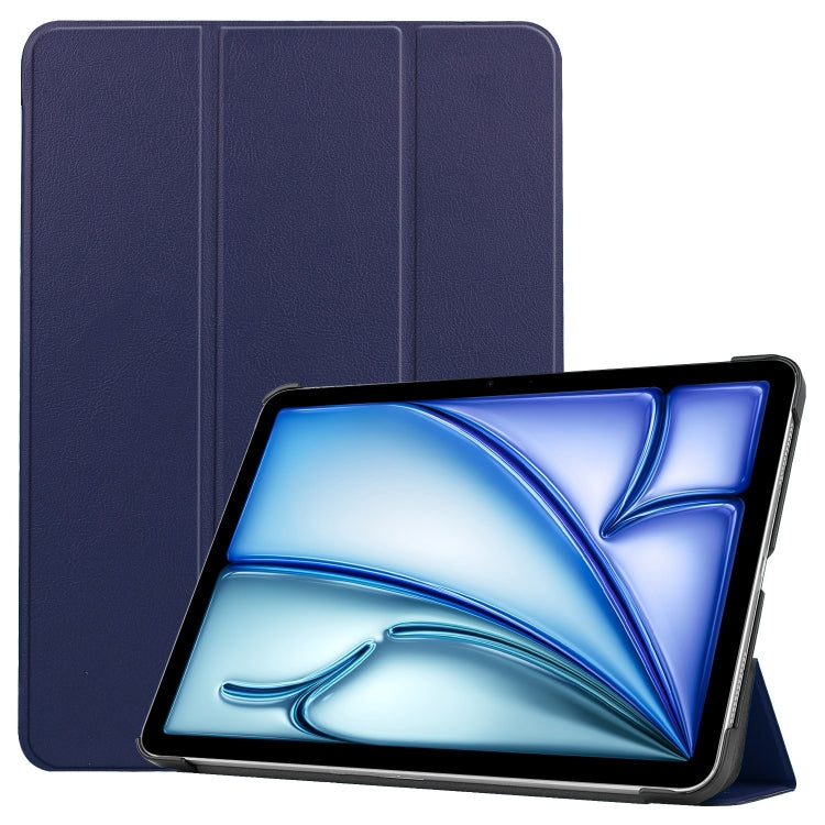 For iPad Air 11 2024 Custer Pure Color 3-Fold Holder Smart Leather Tablet Case(Blue) - iPad Air 11 2024 Cases by PMC TechLife | Online Shopping South Africa | PMC TechLife | Buy Now Pay Later Mobicred