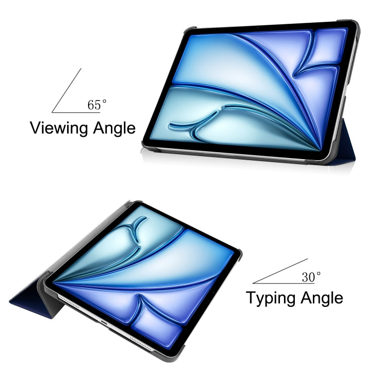 For iPad Air 11 2024 Custer Pure Color 3-Fold Holder Smart Leather Tablet Case(Blue) - iPad Air 11 2024 Cases by PMC TechLife | Online Shopping South Africa | PMC TechLife | Buy Now Pay Later Mobicred