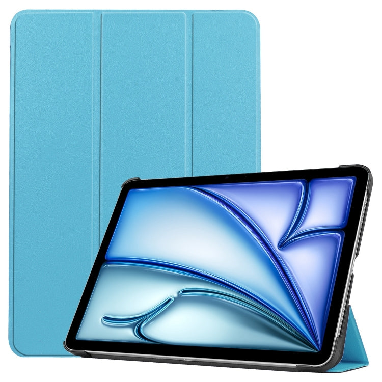 For iPad Air 11 2024 Custer Pure Color 3-Fold Holder Smart Leather Tablet Case(Sky Blue) - iPad Air 11 2024 Cases by PMC Jewellery | Online Shopping South Africa | PMC Jewellery | Buy Now Pay Later Mobicred