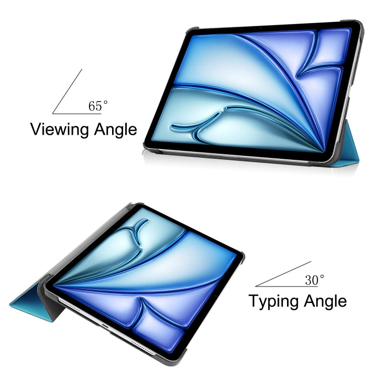 For iPad Air 11 2025 / 2024 Custer Pure Color 3-Fold Holder Smart Leather Tablet Case(Sky Blue) - iPad Air 11 2025 / 2024 Cases by PMC TechLife | Online Shopping South Africa | PMC TechLife | Buy Now Pay Later Mobicred