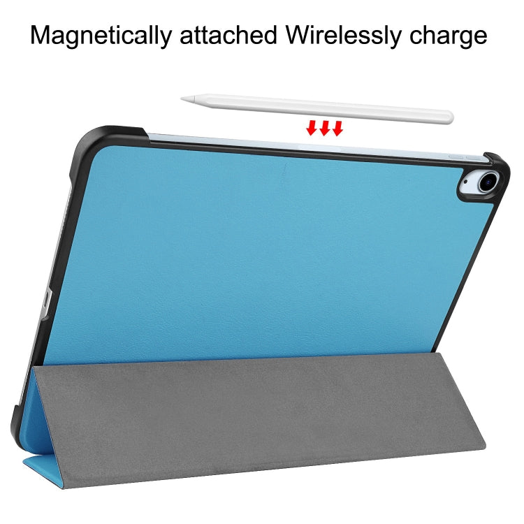 For iPad Air 11 2025 / 2024 Custer Pure Color 3-Fold Holder Smart Leather Tablet Case(Sky Blue) - iPad Air 11 2025 / 2024 Cases by PMC TechLife | Online Shopping South Africa | PMC TechLife | Buy Now Pay Later Mobicred