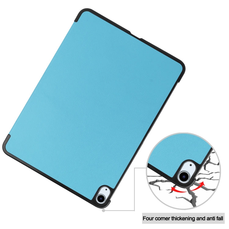 For iPad Air 11 2025 / 2024 Custer Pure Color 3-Fold Holder Smart Leather Tablet Case(Sky Blue) - iPad Air 11 2025 / 2024 Cases by PMC TechLife | Online Shopping South Africa | PMC TechLife | Buy Now Pay Later Mobicred