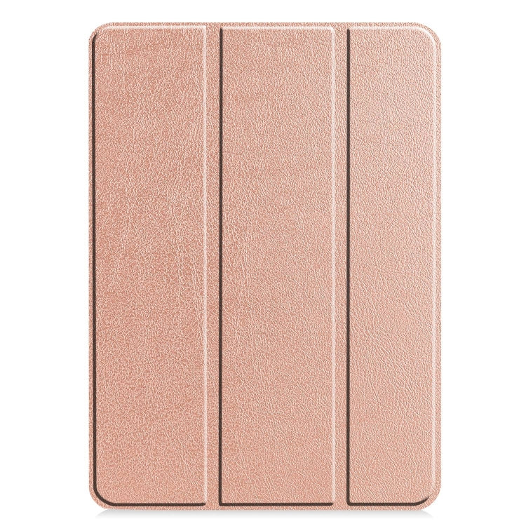 For iPad Pro 11 2024 Custer Pure Color 3-Fold Holder Smart Leather Tablet Case(Rose Gold) - iPad Pro 11 2024 Cases by PMC TechLife | Online Shopping South Africa | PMC TechLife | Buy Now Pay Later Mobicred