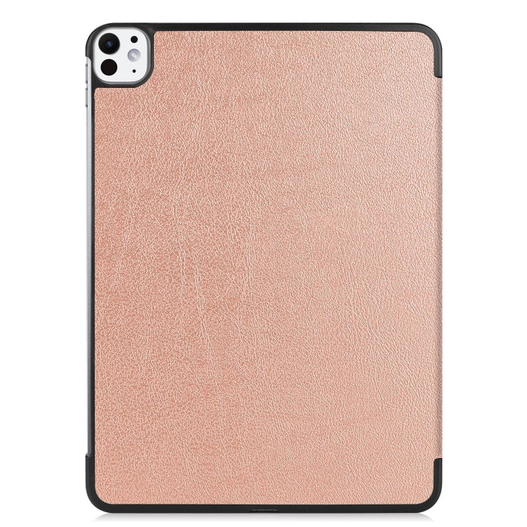 For iPad Pro 11 2024 Custer Pure Color 3-Fold Holder Smart Leather Tablet Case(Rose Gold) - iPad Pro 11 2024 Cases by PMC TechLife | Online Shopping South Africa | PMC TechLife | Buy Now Pay Later Mobicred