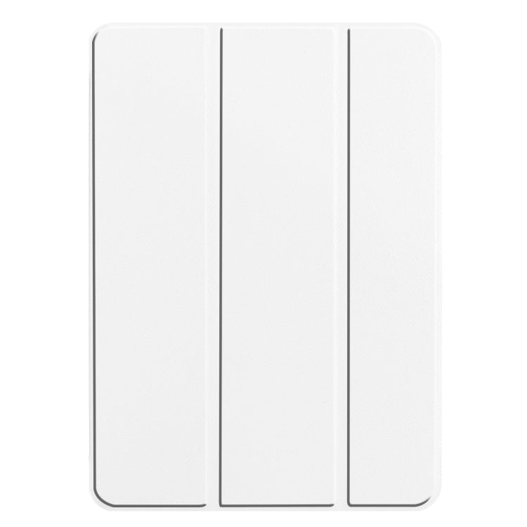 For iPad Pro 11 2024 Custer Pure Color 3-Fold Holder Smart Leather Tablet Case(White) - free shipping - PMC TechLife - Order now!