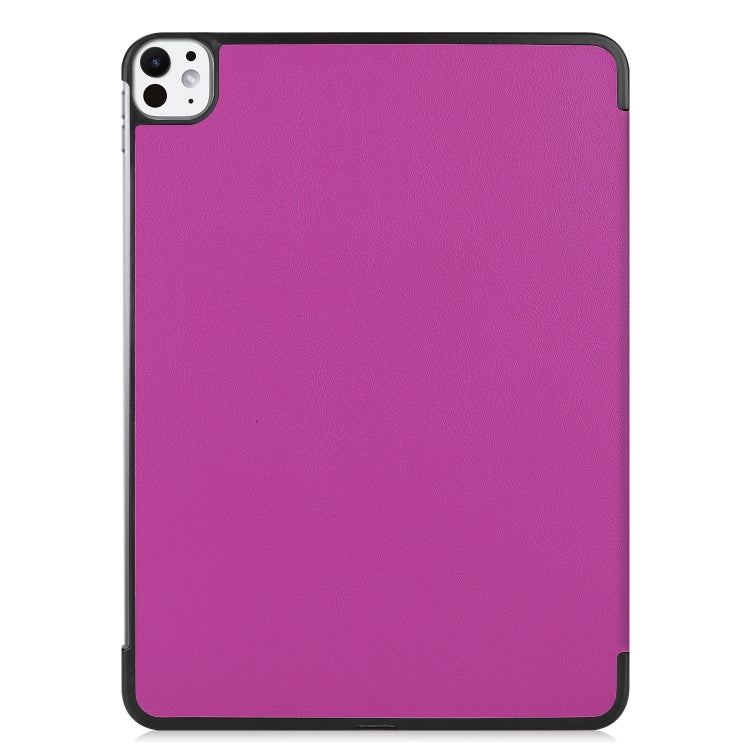 For iPad Pro 11 2024 Custer Pure Color 3-Fold Holder Smart Leather Tablet Case(Purple) - iPad Pro 11 2024 Cases by PMC TechLife | Online Shopping South Africa | PMC TechLife | Buy Now Pay Later Mobicred