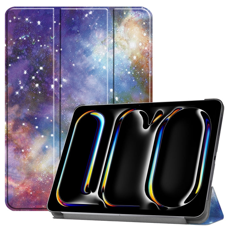 For iPad Pro 13 2024 Custer Painted 3-Fold Holder Smart Leather Tablet Case(Milky Way Nebula) - iPad Pro 13 2024 Cases by PMC TechLife | Online Shopping South Africa | PMC TechLife | Buy Now Pay Later Mobicred
