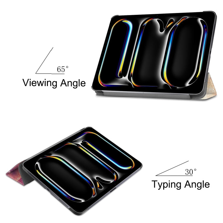 For iPad Pro 13 2024 Custer Painted 3-Fold Holder Smart Leather Tablet Case(Milky Way Nebula) - iPad Pro 13 2024 Cases by PMC TechLife | Online Shopping South Africa | PMC TechLife | Buy Now Pay Later Mobicred