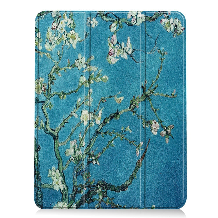 For iPad Air 11 2024 / 2025 Custer Painted 3-Fold Holder Smart Leather Tablet Case(Apricot Flower) - iPad Air 11 2025 / 2024 Cases by PMC TechLife | Online Shopping South Africa | PMC TechLife | Buy Now Pay Later Mobicred