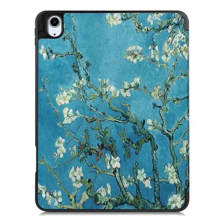 For iPad Air 11 2024 / 2025 Custer Painted 3-Fold Holder Smart Leather Tablet Case(Apricot Flower) - iPad Air 11 2025 / 2024 Cases by PMC TechLife | Online Shopping South Africa | PMC TechLife | Buy Now Pay Later Mobicred