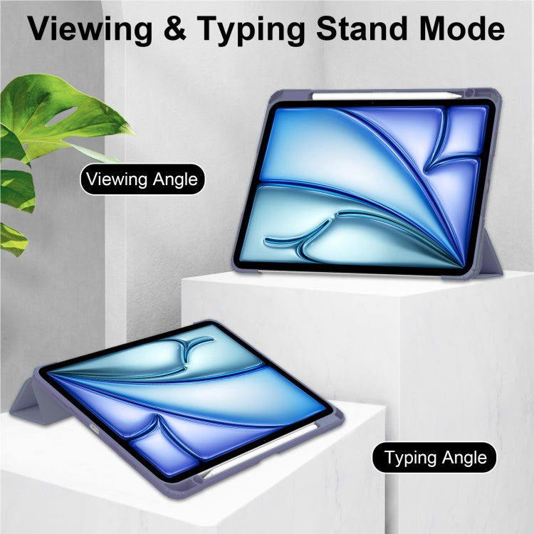 For iPad Air 13 2025 / 2024 Pure Color 3-fold Clear TPU Smart Leather Tablet Case(Lavender) - iPad Air 13 2025 / 2024 Cases by PMC TechLife | Online Shopping South Africa | PMC TechLife | Buy Now Pay Later Mobicred