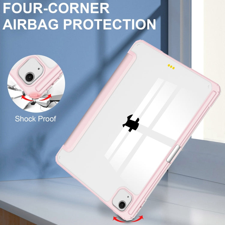 For iPad Air 13 2025 / 2024 Pure Color 3-fold Clear TPU Smart Leather Tablet Case(Pink) - iPad Air 13 2025 / 2024 Cases by PMC Jewellery | Online Shopping South Africa | PMC Jewellery | Buy Now Pay Later Mobicred