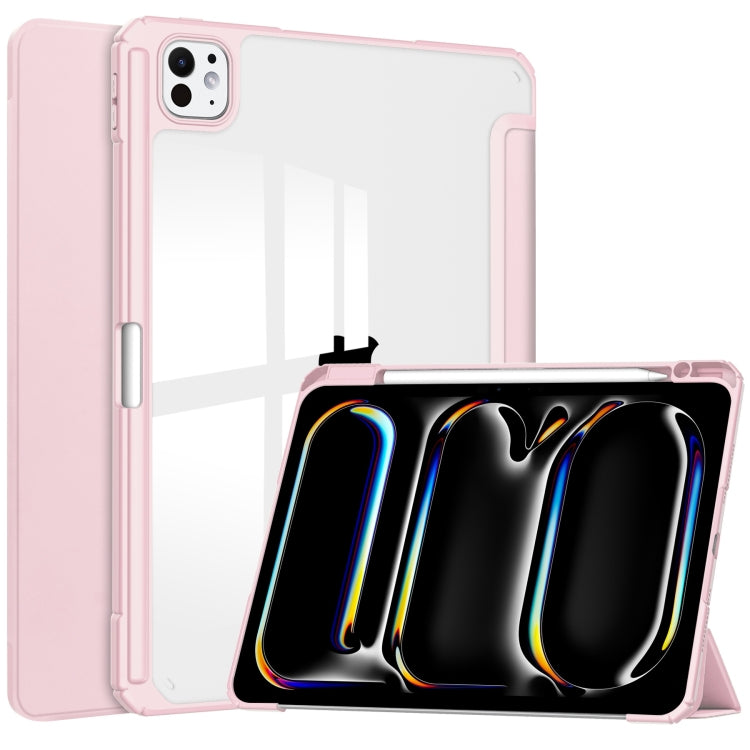 For iPad Pro 11 2024 Pure Color 3-fold Clear TPU Smart Leather Tablet Case(Pink) - free shipping - PMC TechLife - Order now!