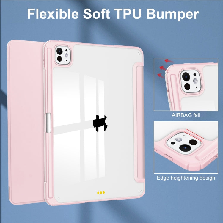 For iPad Pro 13 2024 Pure Color 3-fold Clear TPU Smart Leather Tablet Case(Pink) - iPad Pro 13 2024 Cases by PMC TechLife | Online Shopping South Africa | PMC TechLife | Buy Now Pay Later Mobicred