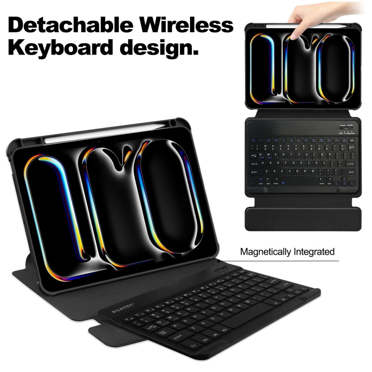 For iPad Pro 11 2024 Transparent Rotation Smart Leather Tablet Case with Keyboard(Black) - iPad Pro 11 2024 Cases by PMC TechLife | Online Shopping South Africa | PMC TechLife | Buy Now Pay Later Mobicred