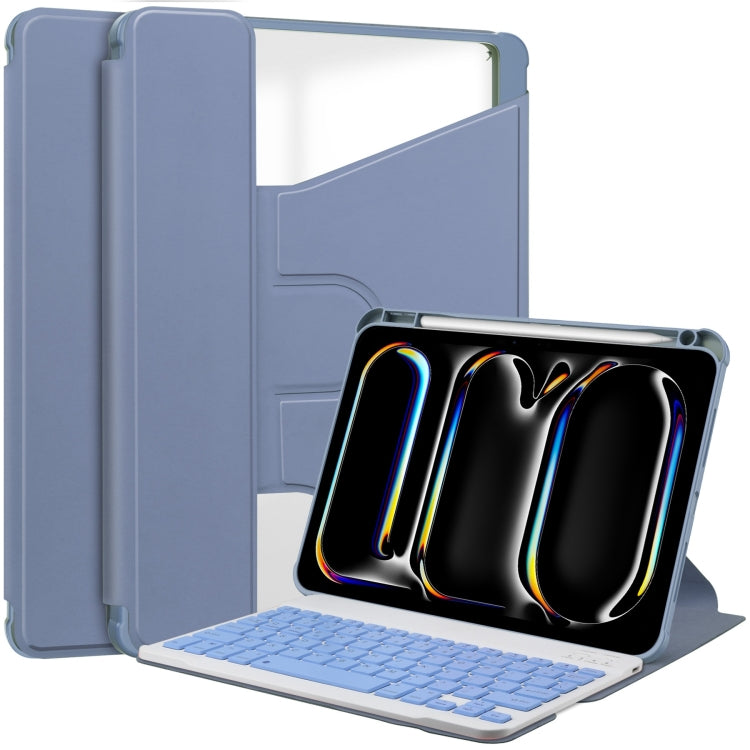 For iPad Pro 11 2024 Transparent Rotation Smart Leather Tablet Case with Keyboard(Lavender) - iPad Pro 11 2024 Cases by PMC TechLife | Online Shopping South Africa | PMC TechLife | Buy Now Pay Later Mobicred