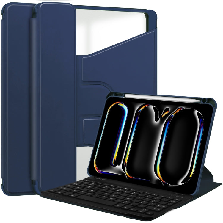 For iPad Pro 13 2024 Transparent Rotation Smart Leather Tablet Case with Keyboard(Dark Blue) - free shipping - PMC TechLife - Order now!