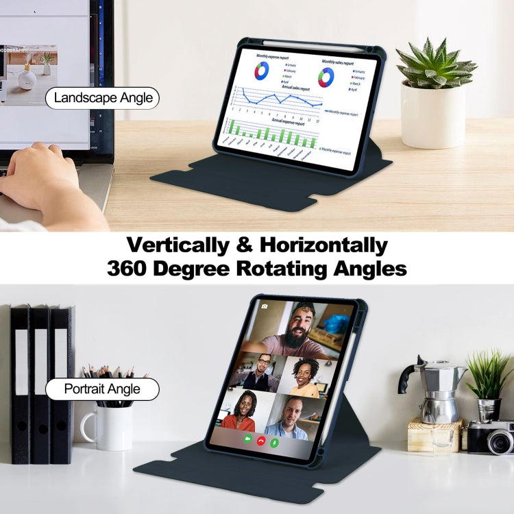 For iPad Pro 13 2024 Transparent Rotation Smart Leather Tablet Case with Keyboard(Dark Blue) - free shipping - PMC TechLife - Order now!