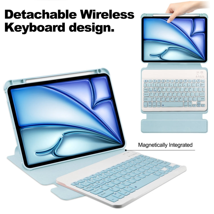 For iPad Air 13 2024 Transparent Rotation Smart Leather Tablet Case with Keyboard(Sky Blue) - iPad Air 13 2024 Cases by PMC TechLife | Online Shopping South Africa | PMC TechLife | Buy Now Pay Later Mobicred